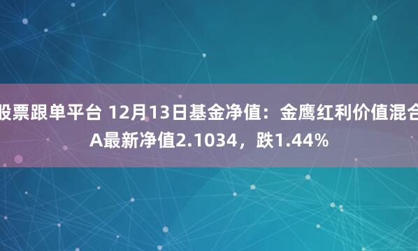 股票跟单平台 12月13日基金净值：金鹰红利价值混合A最新净值2.1034，跌1.44%