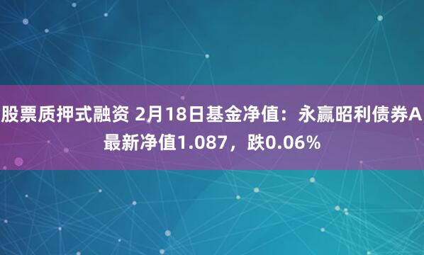 股票质押式融资 2月18日基金净值：永赢昭利债券A最新净值1.087，跌0.06%