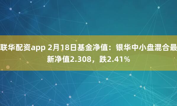 联华配资app 2月18日基金净值：银华中小盘混合最新净值2.308，跌2.41%